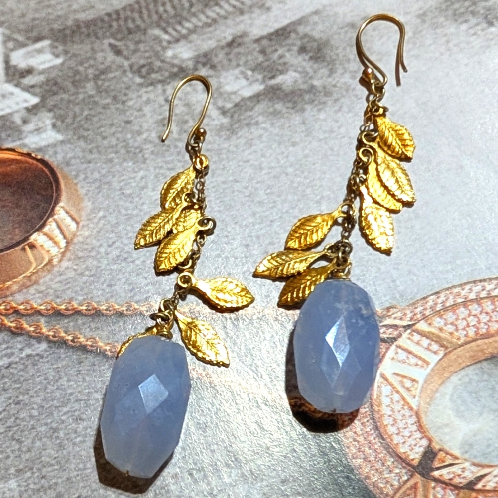 Vintage Lavender Briolette Cut Jade Shoulder Brusher Earrings 💜 - Picture 2 of 5